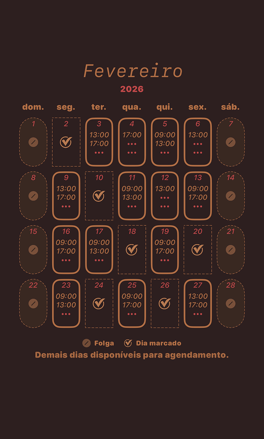 Calendario do Marquei com composicao suave
