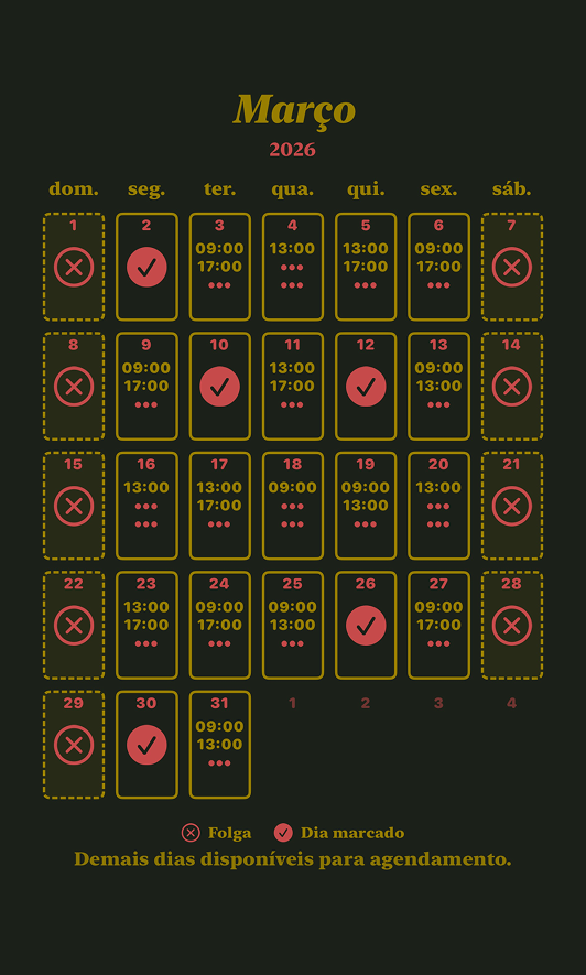 Calendario do Marquei com visual claro e neutro