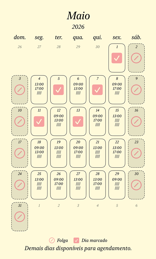 Calendario do Marquei com visual leve