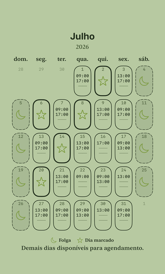 Calendario do Marquei com visual moderno