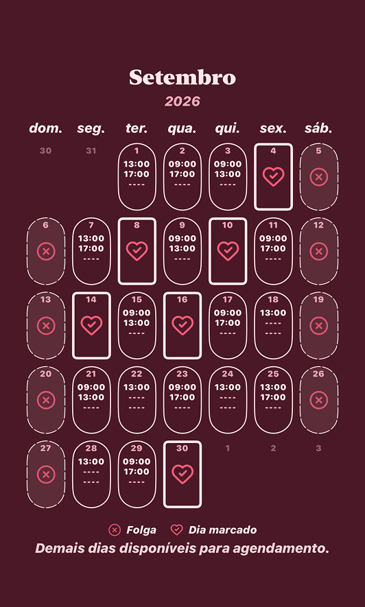 Calendario do Marquei com visual delicado